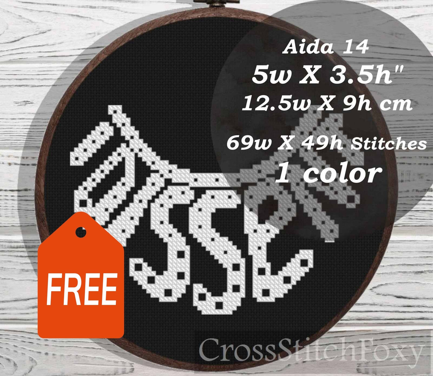 Dissent Collar RBG cross stitch pattern FREE