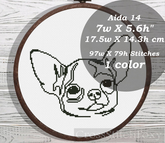 Dog Line Art cross stitch pattern