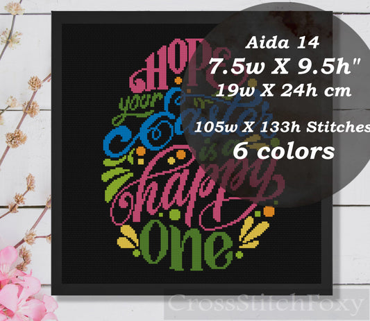 Easter Egg Lettering cross stitch pattern