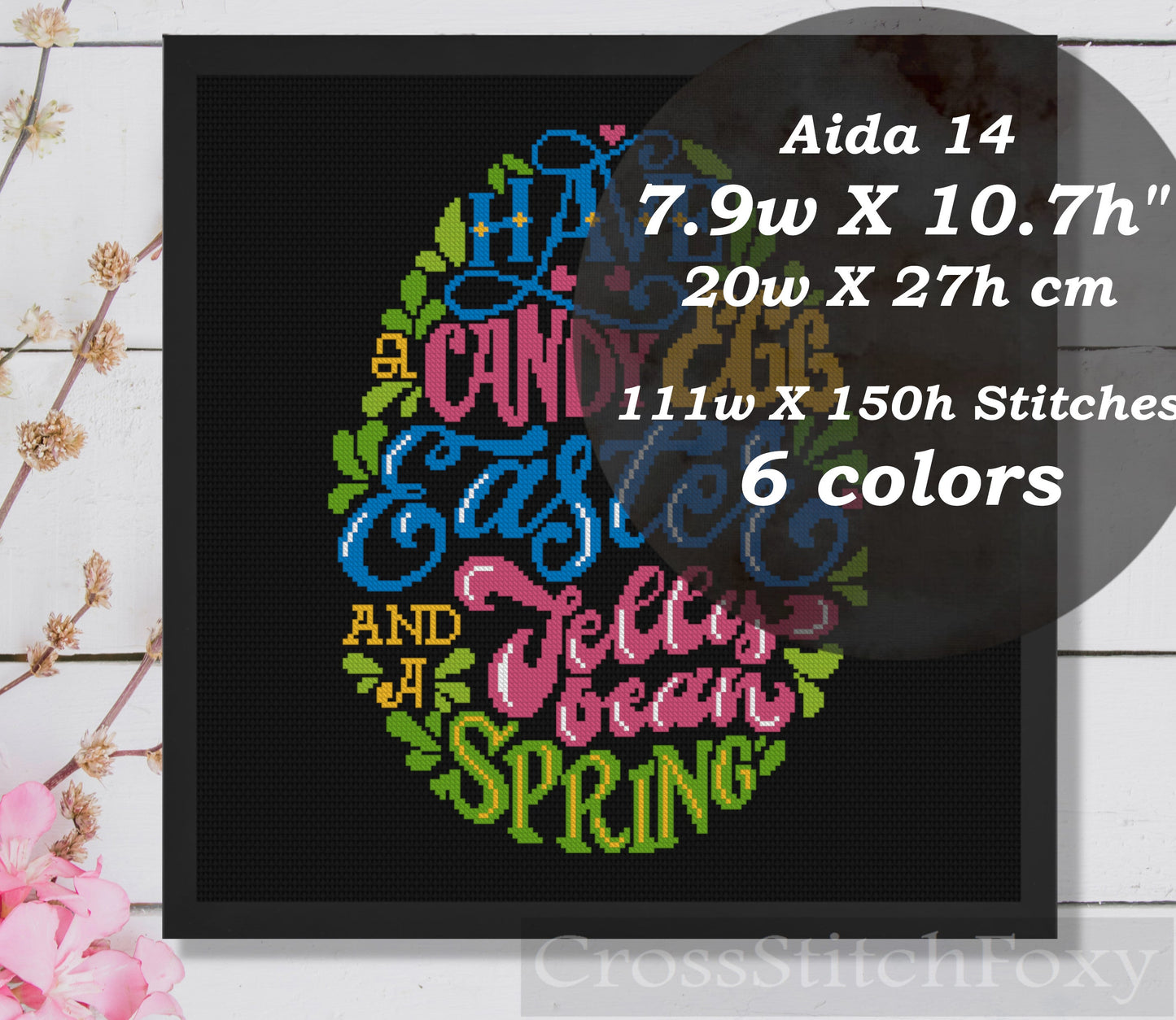 Easter Egg Lettering cross stitch pattern