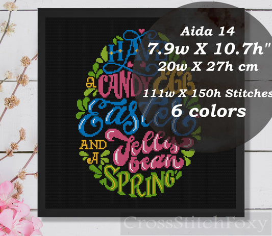 Easter Egg Lettering cross stitch pattern