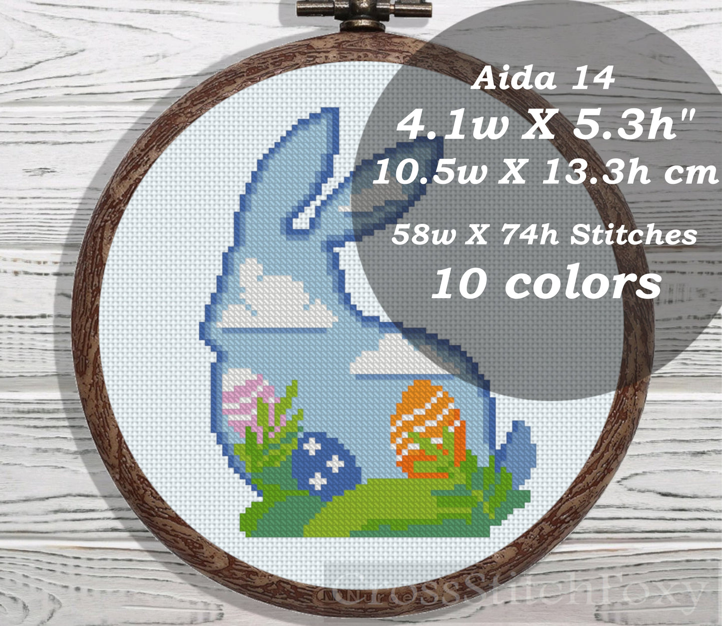 Easter Floral Rabbit cross stitch pattern