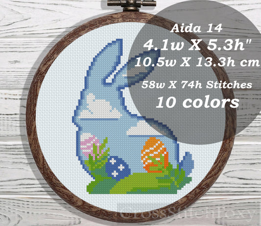 Easter Floral Rabbit cross stitch pattern