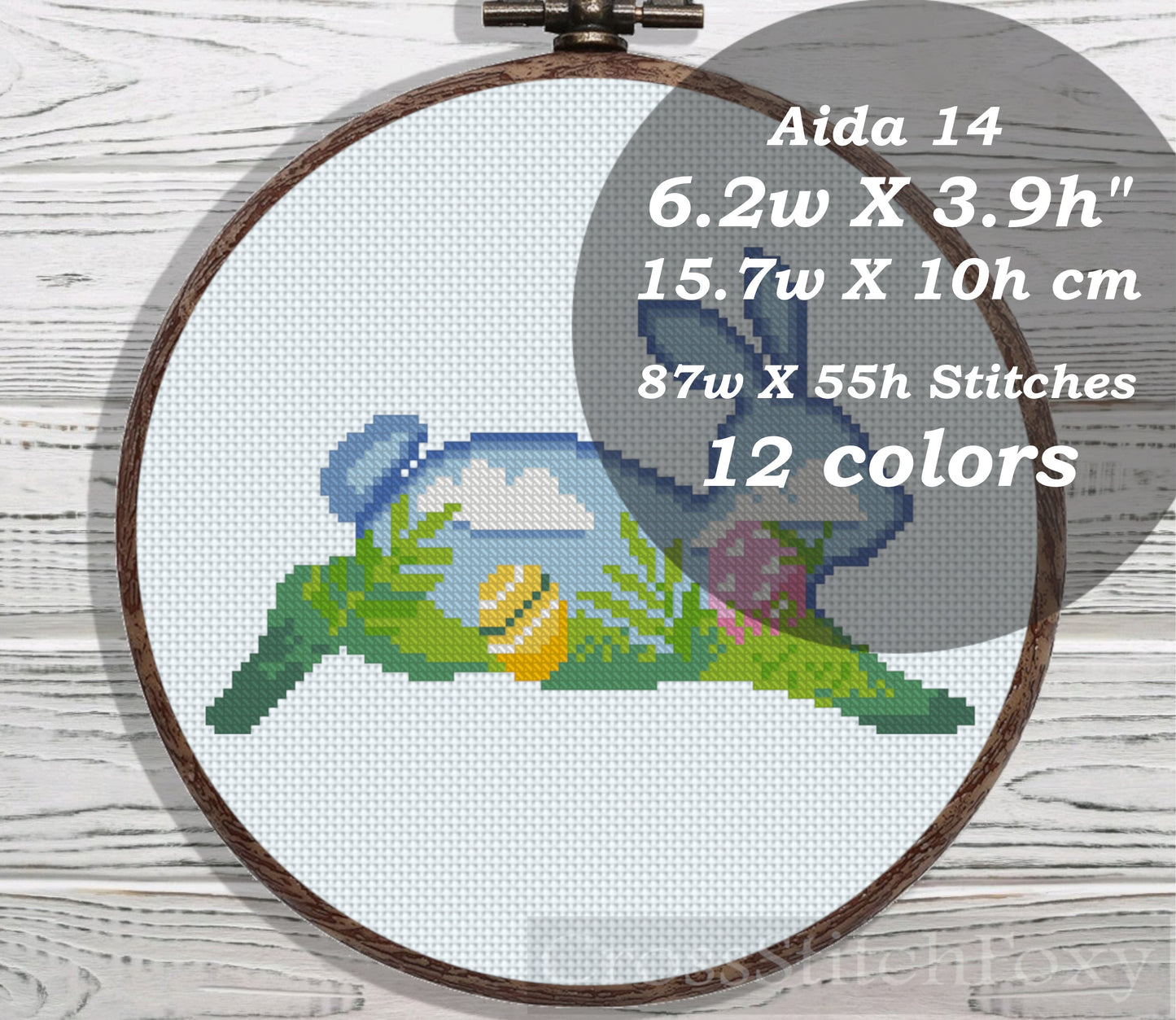 Easter Floral Rabbit cross stitch pattern