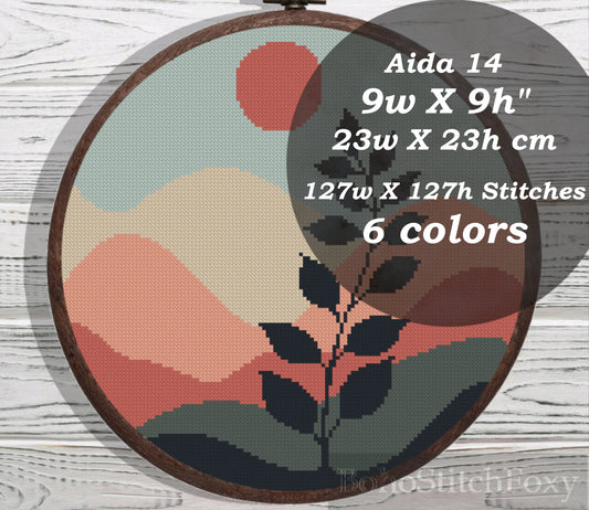 Easy minimalist landscape cross stitch pattern