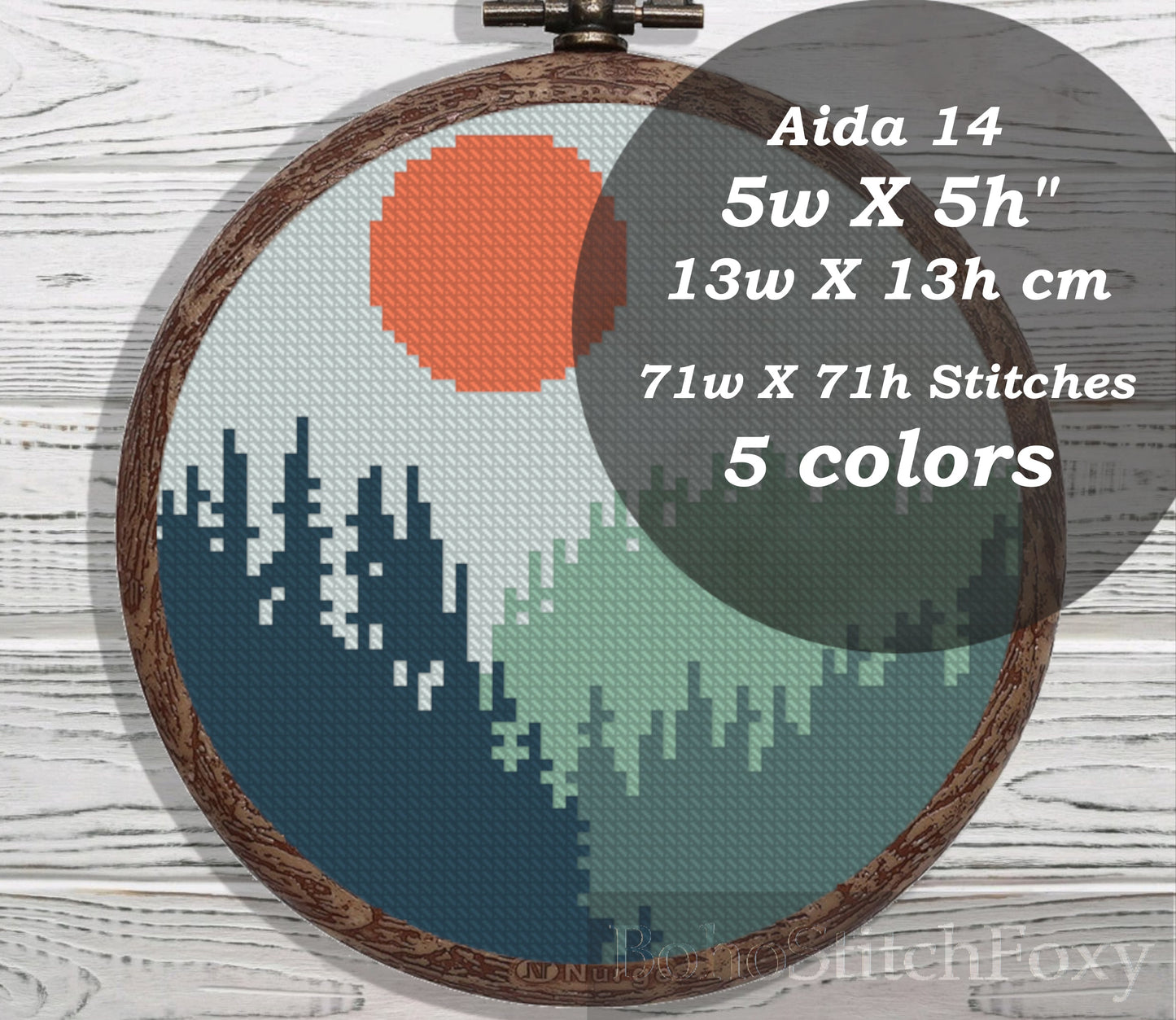 Easy small forest landscape cross stitch pattern