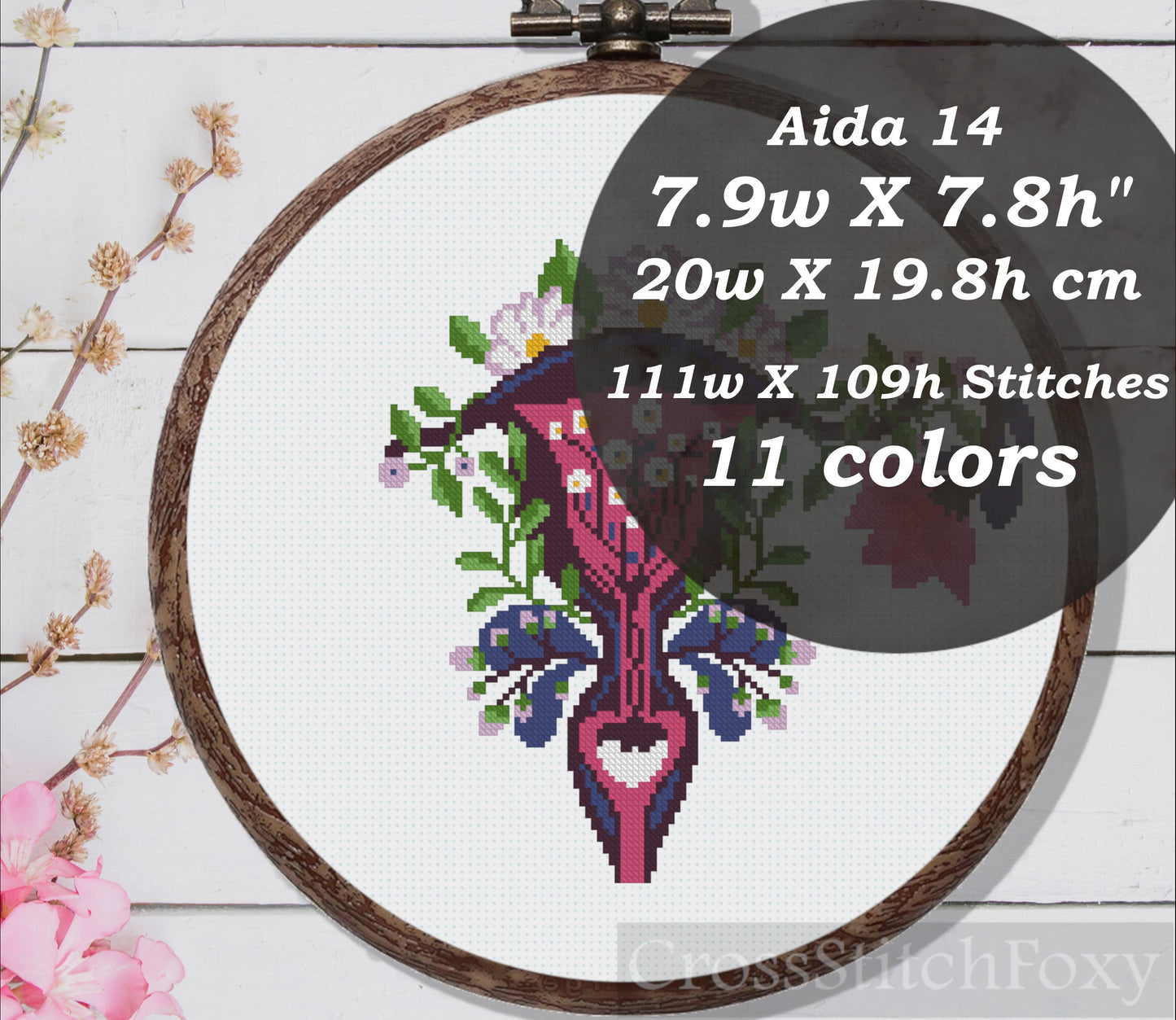 Ectopic pregnancy uterus floral cross stitch pattern