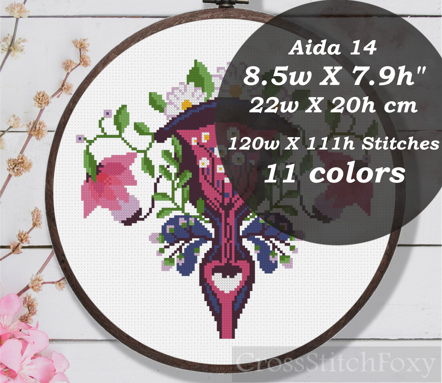 Ectopic pregnancy uterus floral cross stitch pattern