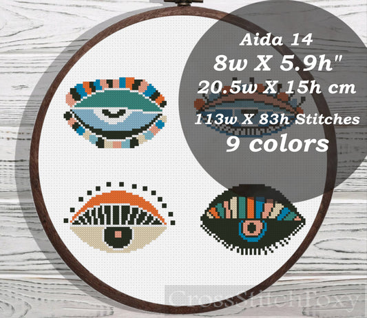 Evil Eyes cross stitch pattern