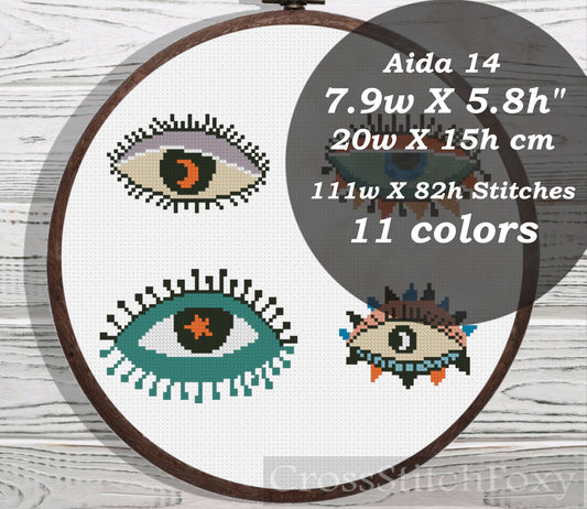Evil Eyes cross stitch pattern