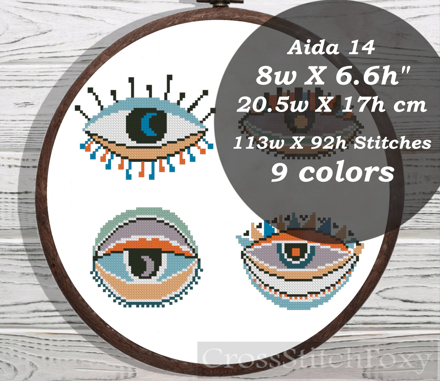 Evil Eyes cross stitch pattern