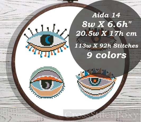 Evil Eyes cross stitch pattern