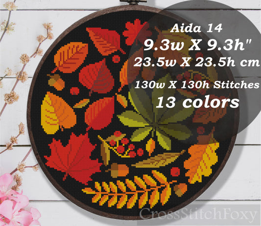 Fall Leaves Cross Stitch Pattern