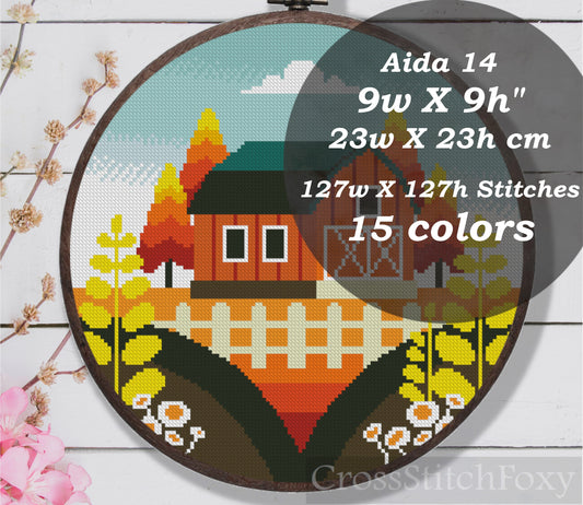 Farmhouse Barn cross stitch pattern