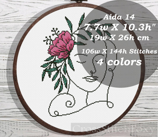 Female Floral cross stitch pattern