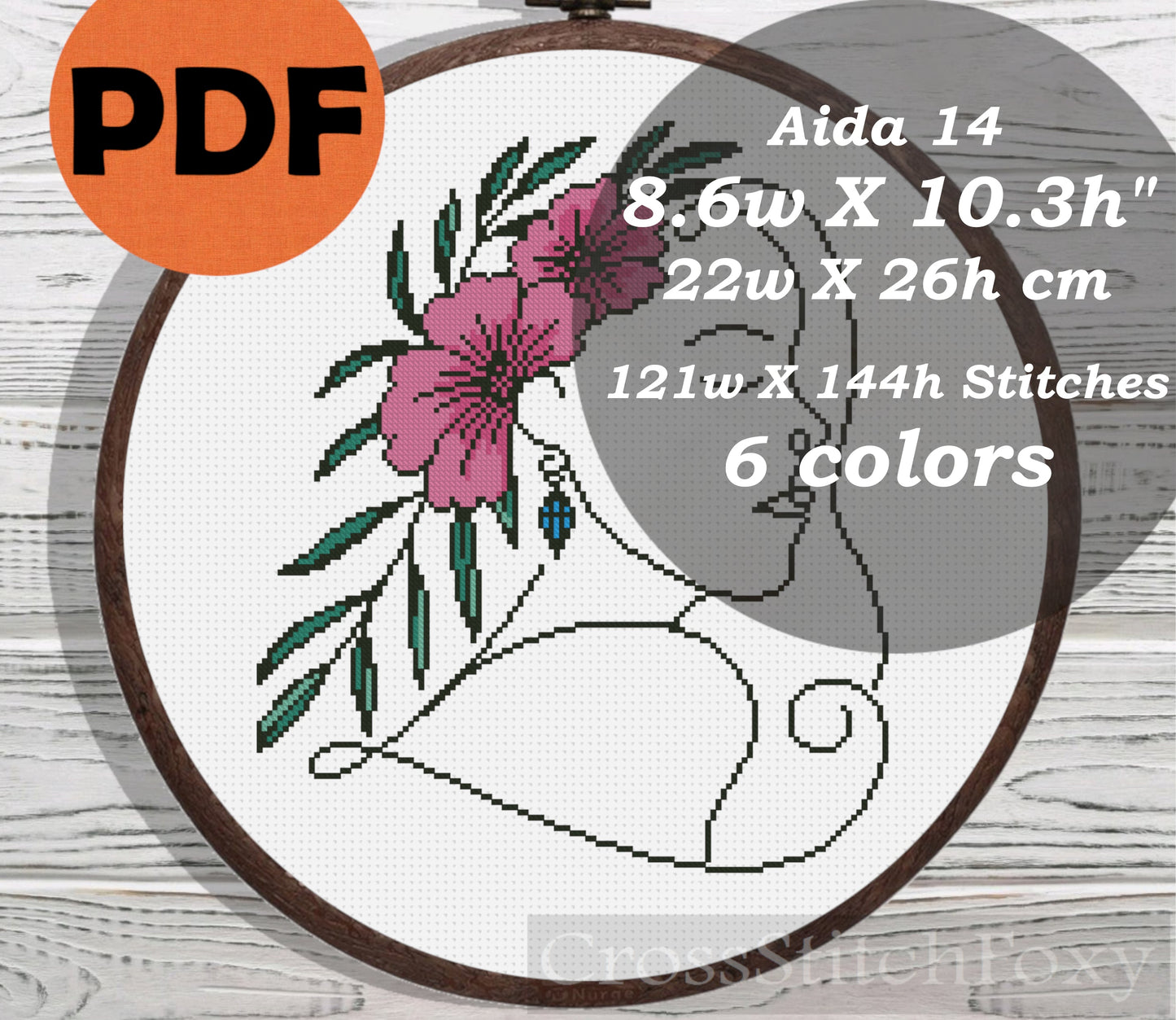 Female Floral cross stitch pattern