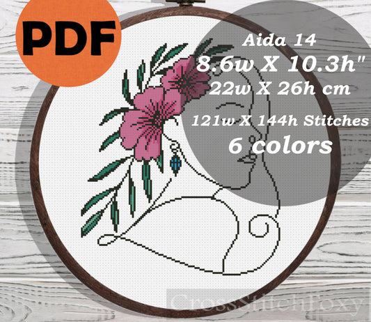 Female Floral cross stitch pattern