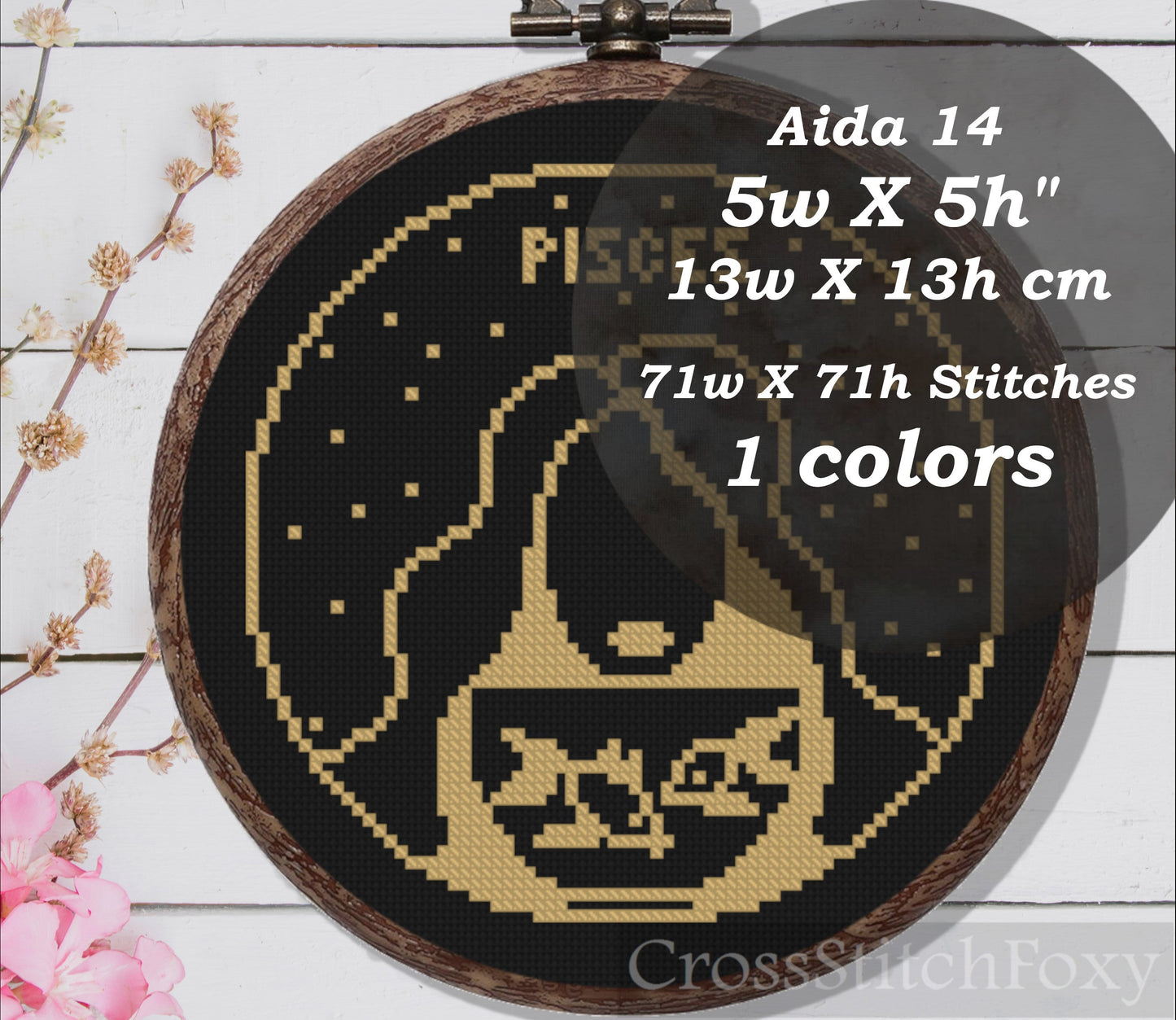 Female Pisces Zodiac cross stitch pattern