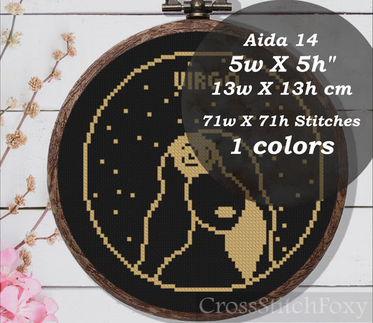 Female Virgo Zodiac cross stitch pattern