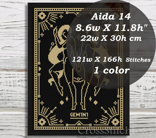 Female Zodiac Gemini Sign cross stitch pattern