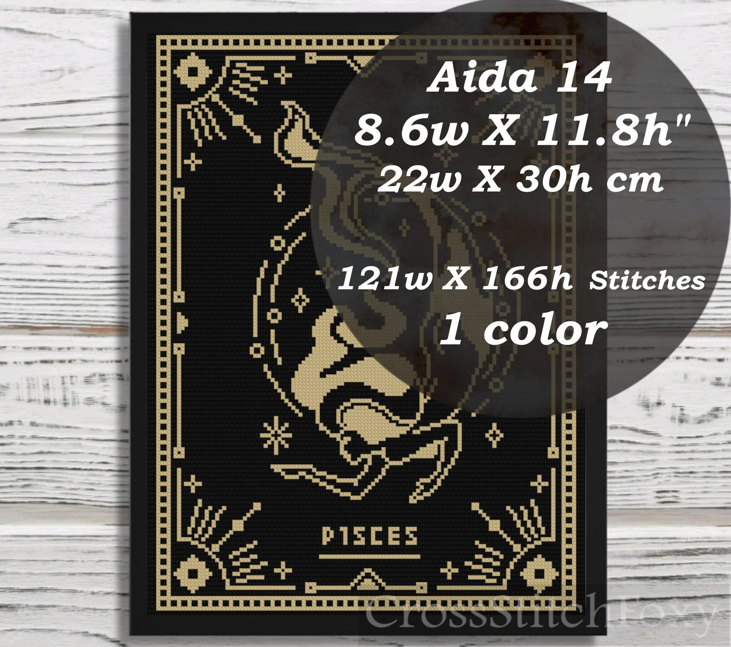 Female Zodiac Pisces Sign cross stitch pattern