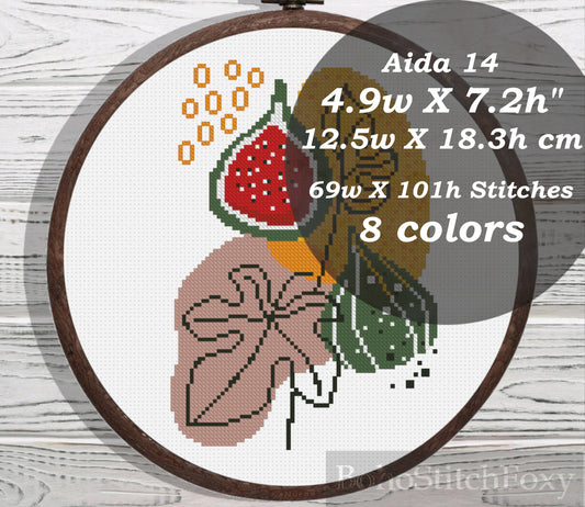 Fig fruits and leaves cross stitch pattern