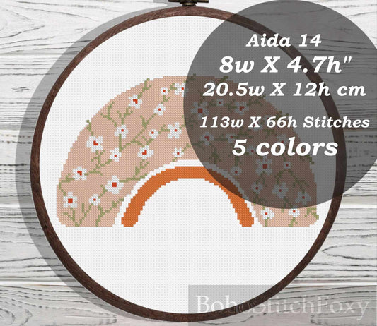 Floral rainbow small flowers cross stitch pattern
