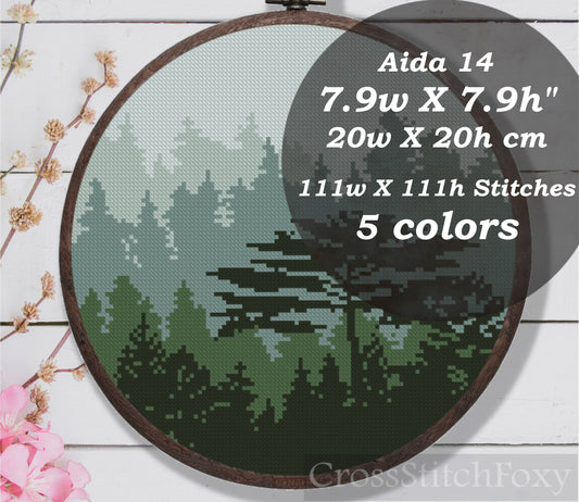 Foggy Forest Cross Stitch Pattern
