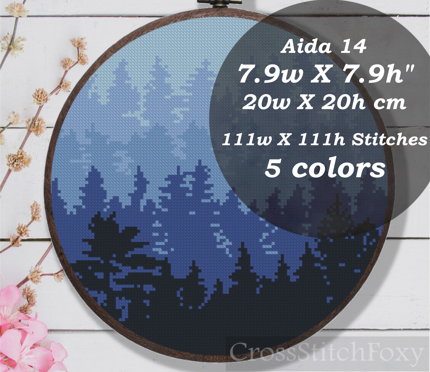 Foggy Forest Cross Stitch Pattern