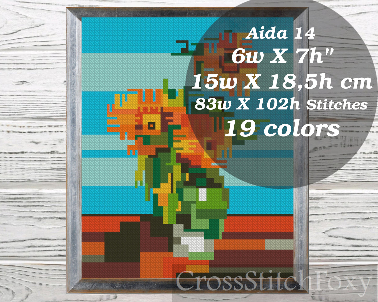 Van Gogh Sunflowers cross stitch pattern