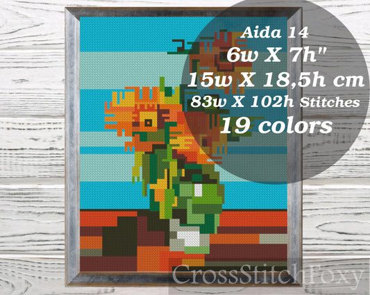 Van Gogh Sunflowers cross stitch pattern