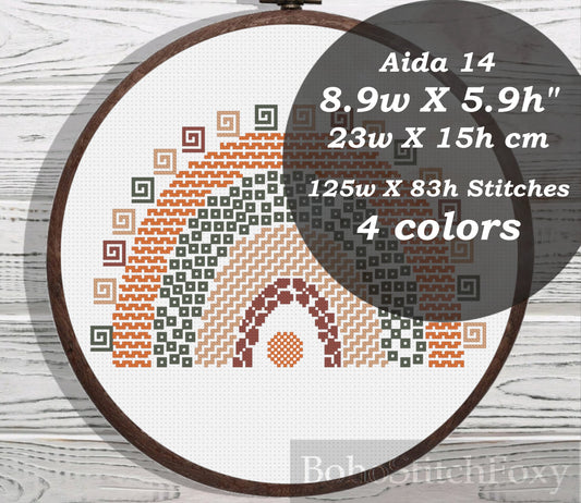 Geometric bono rainbow cross stitch pattern
