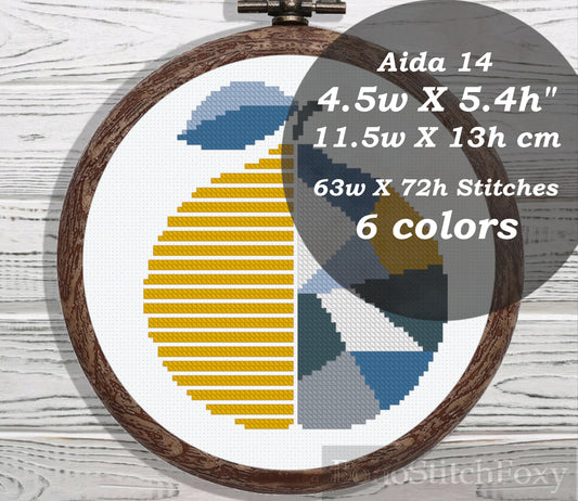 Geometric fruit cross stitch pattern