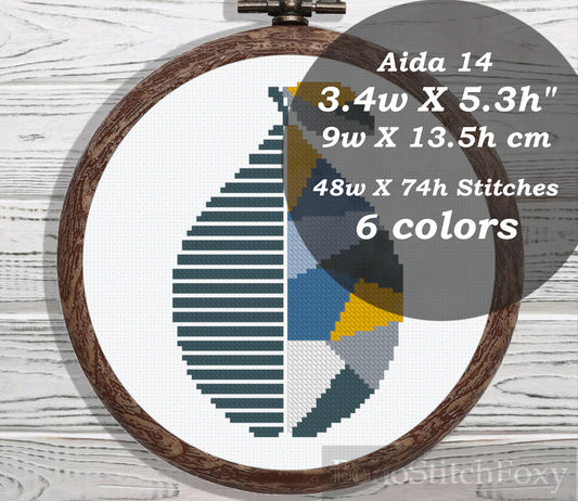 Geometric lemon fruit cross stitch pattern