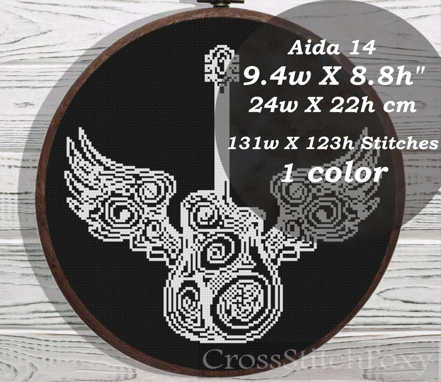 Guitar With Wings cross stitch pattern