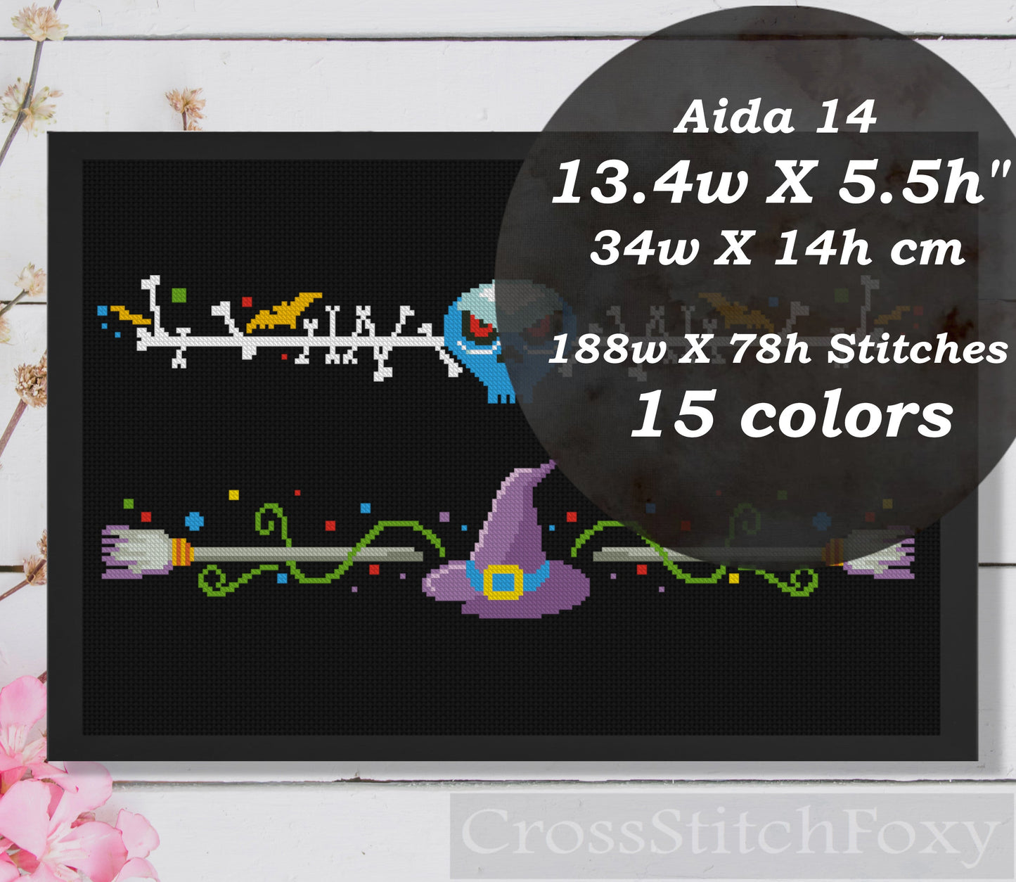 Halloween Borders Scull Witch Hat Cross Stitch Patterns