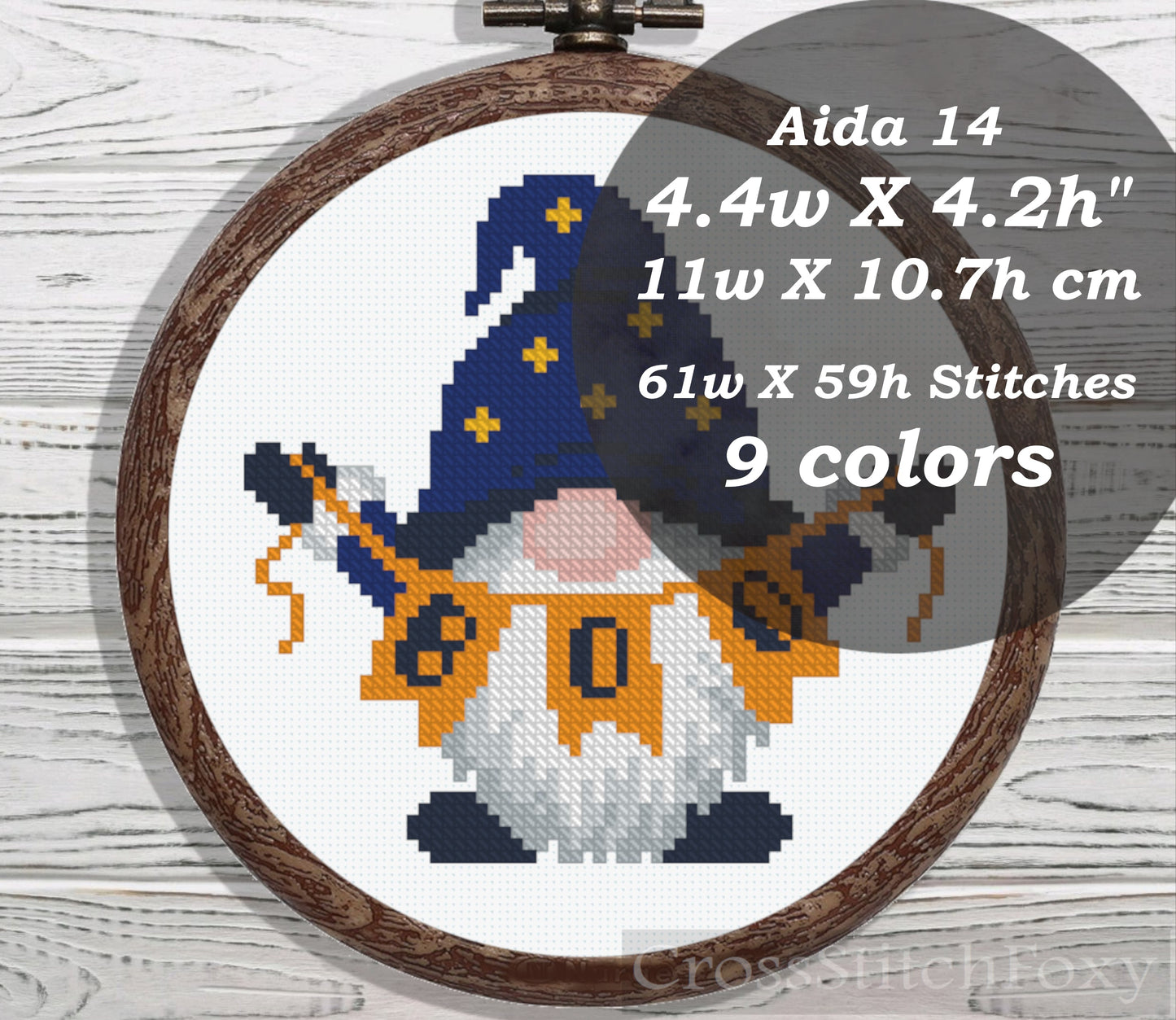 Halloween Gnome cross stitch pattern