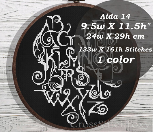 Halloween Lettering cross stitch pattern