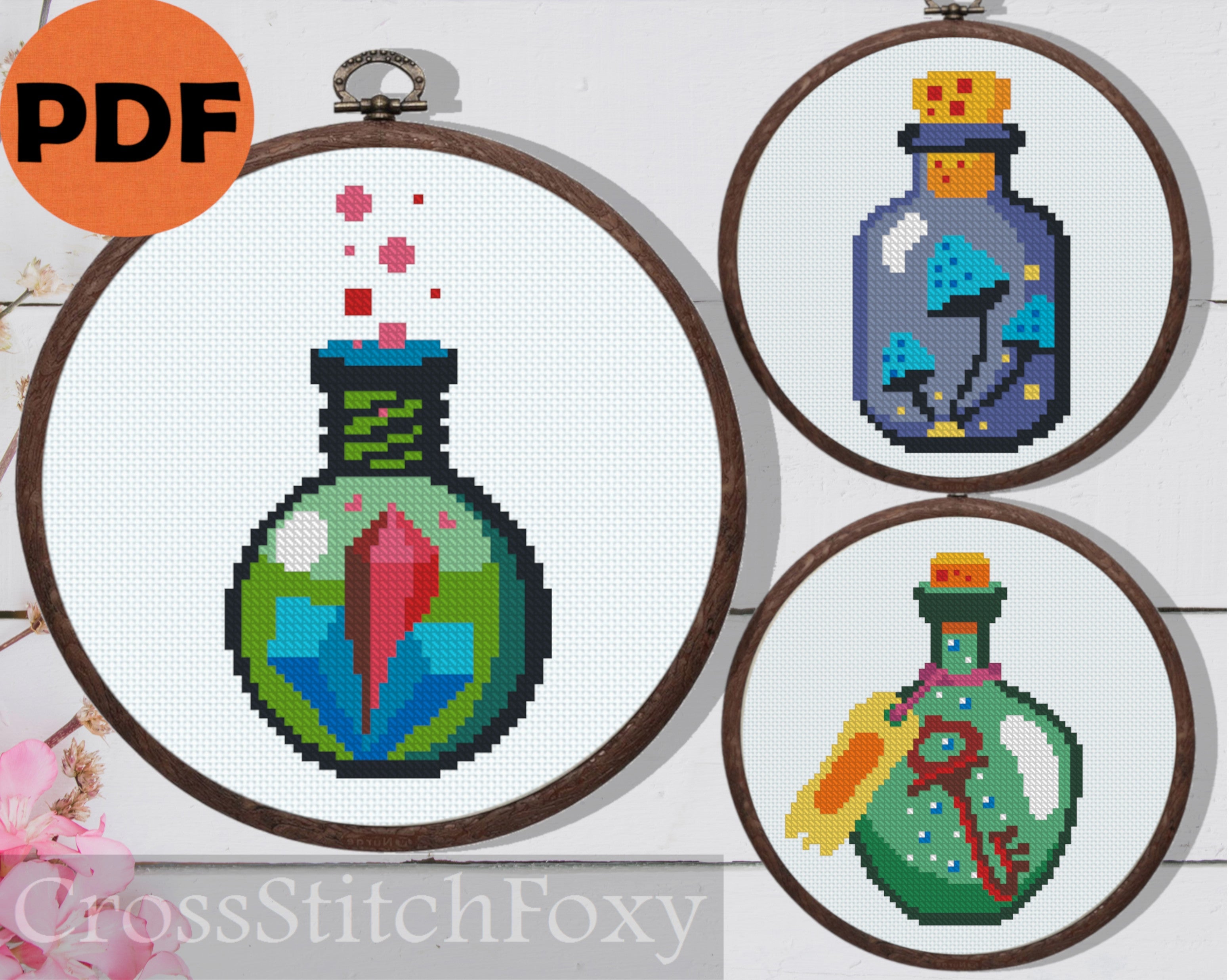 Design Works Poison Bottle Hoop Counted Cross-Stitch Kit