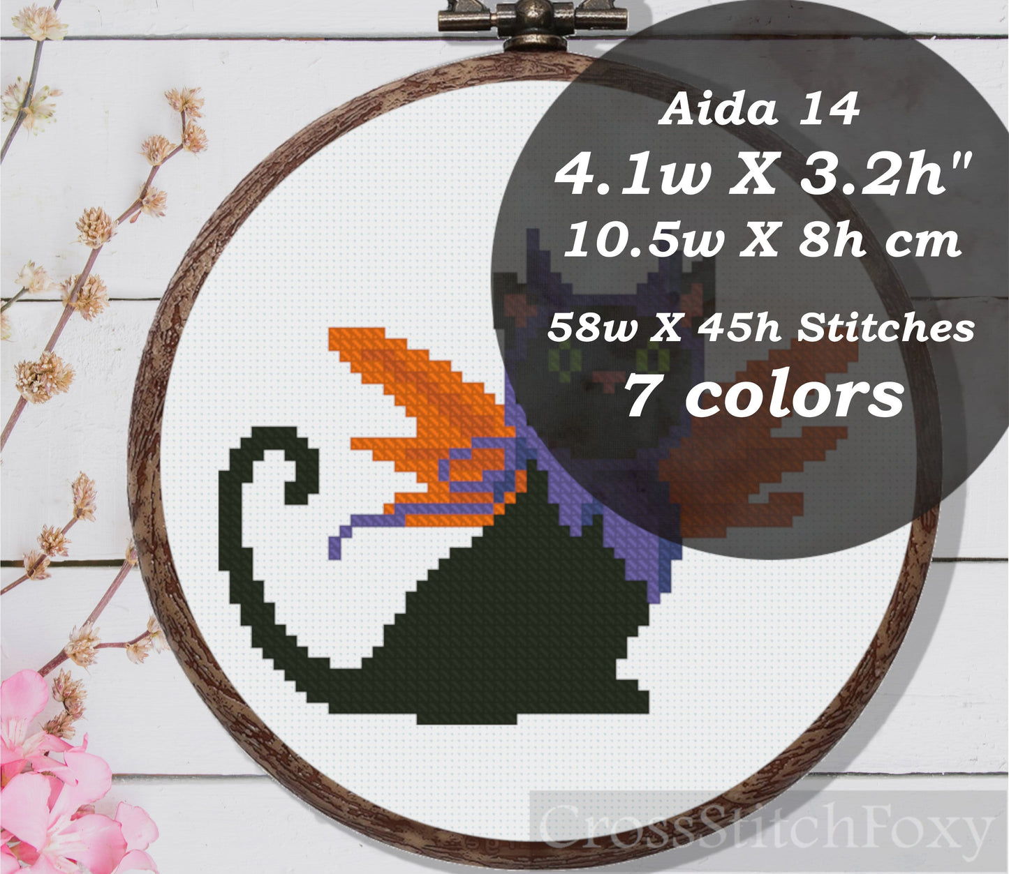 Halloween cat cross stitch pattern