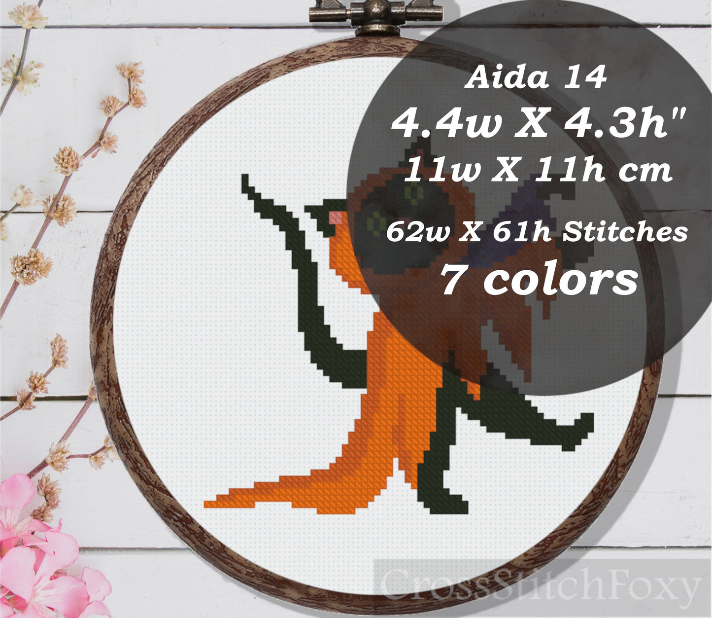 Halloween cat zombie cross stitch pattern