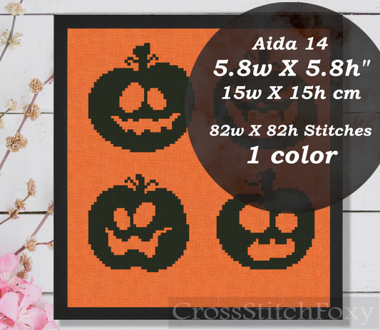 Halloween pumpkins cross stitch pattern
