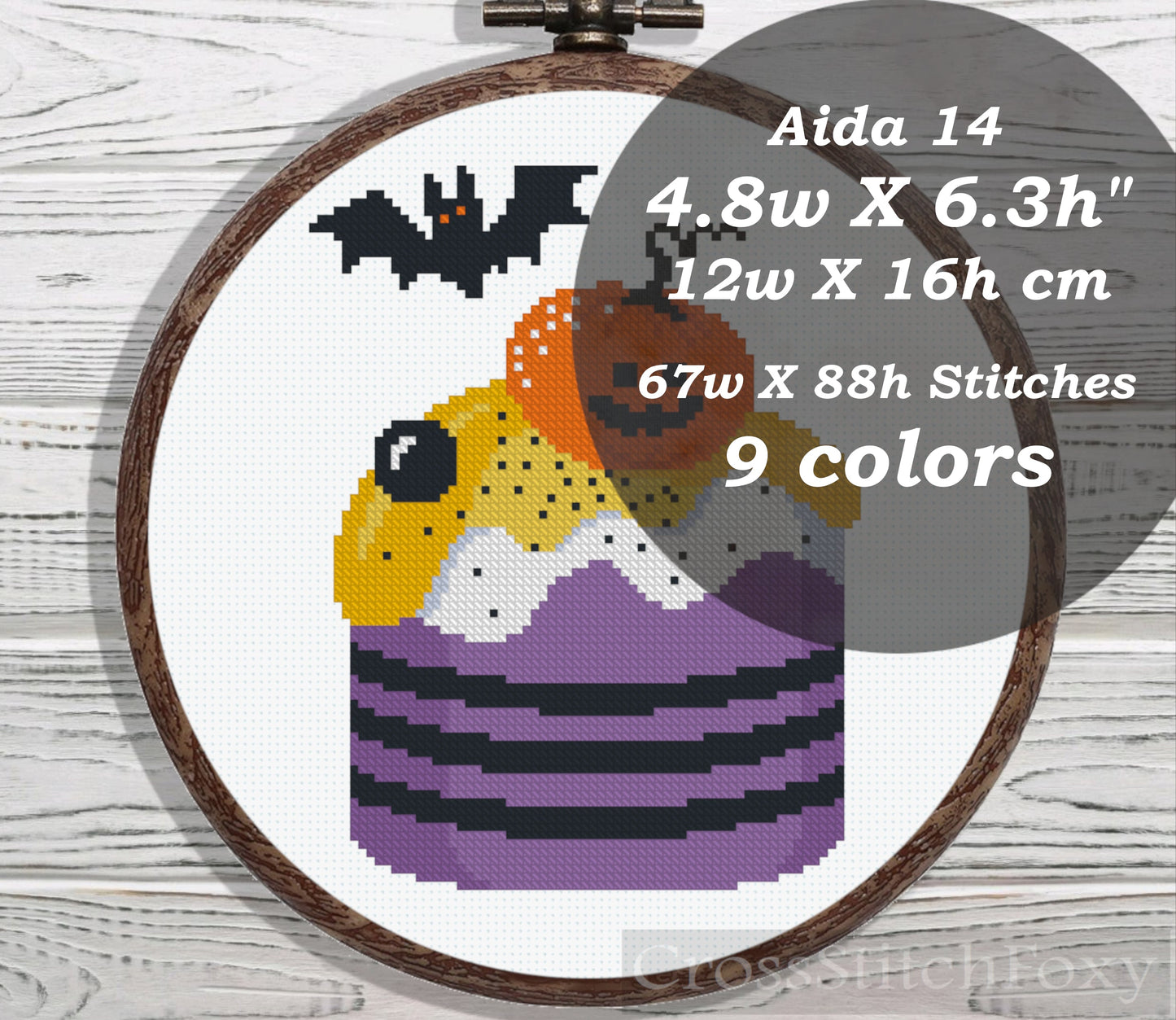Halloween sweets pumpkin cross stitch pattern