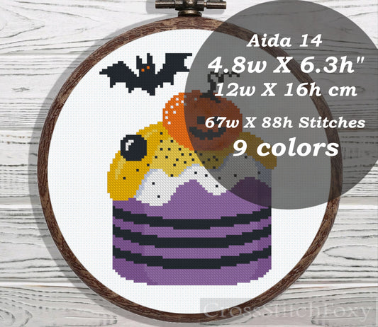 Halloween sweets pumpkin cross stitch pattern