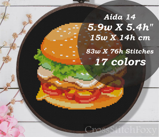Hamburger Fast Food Cross Stitch Pattern