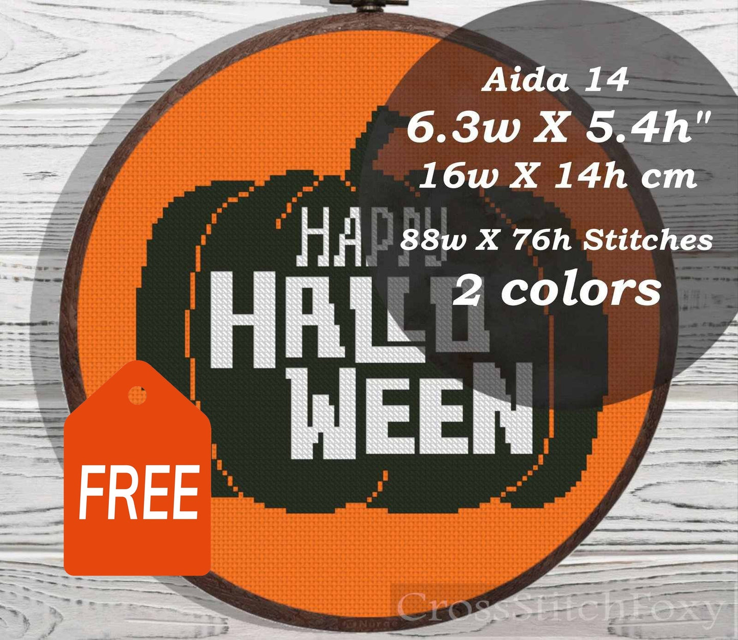 Happy Halloween Pumpkin cross stitch pattern