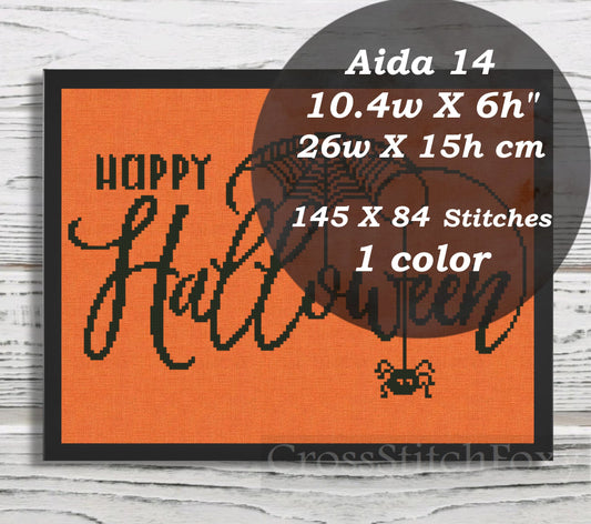 Happy Halloween Spider cross stitch pattern