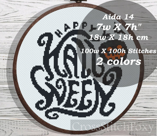 Happy Halloween cross stitch pattern