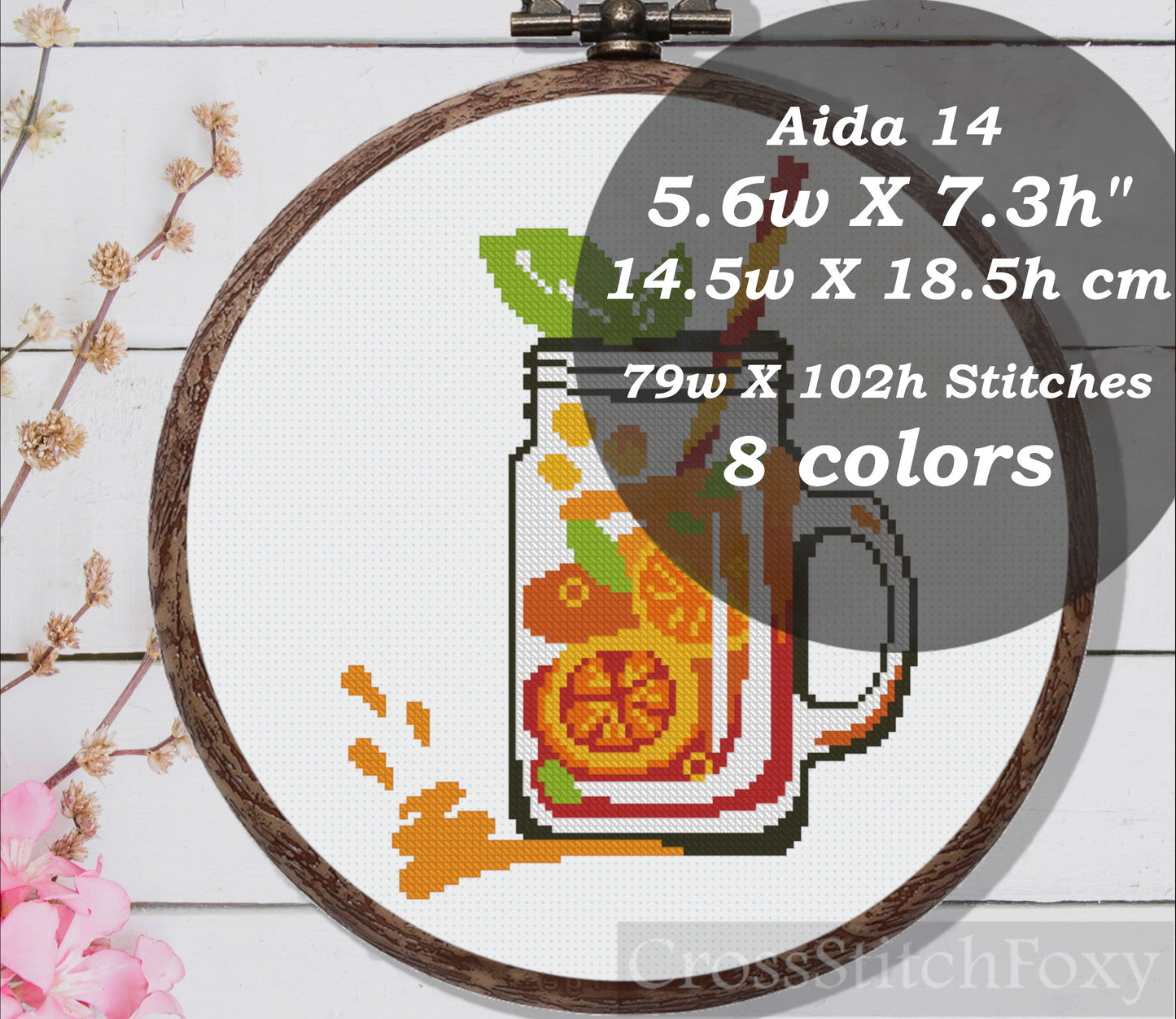 Healthy drink cross stitch pattern