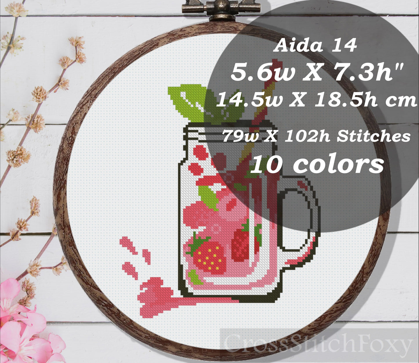 Healthy drink cross stitch pattern